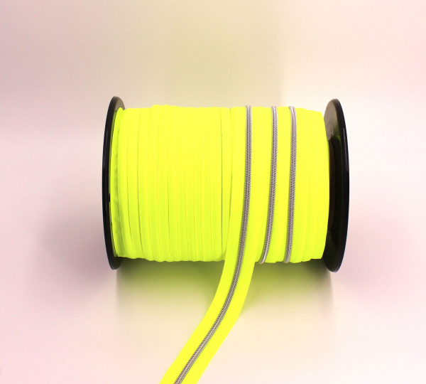 Endlosreißverschluss metallisiert neongelb/ silber (1m)